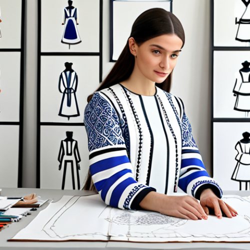 **

"A Georgian fashion designer in a bright, modern studio, surrounded by sketches and fabric swatches, fully clothed in professional attire, safe for work, appropriate content, perfect anatomy, natural proportions, showcasing a design that blends traditional Georgian embroidery with contemporary silhouettes, modest clothing, family-friendly, high quality."

**