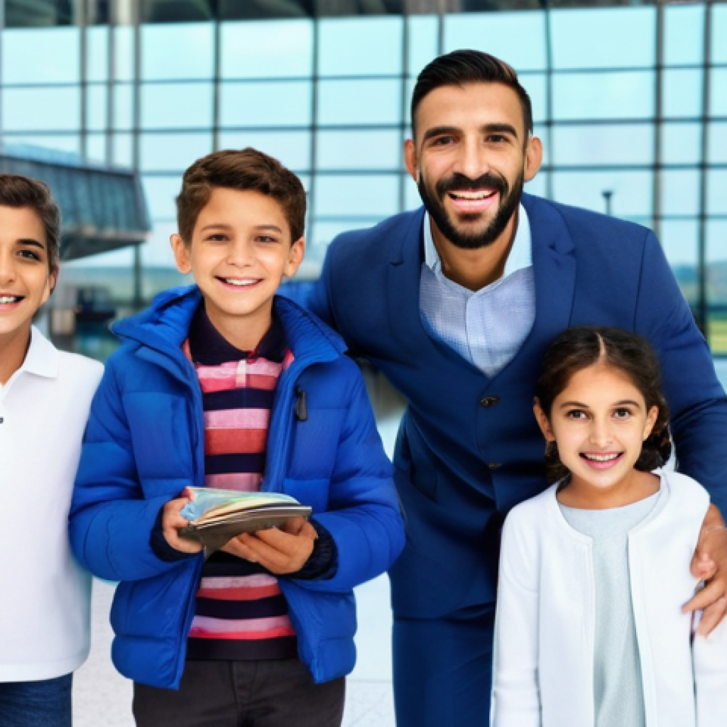 조지아 비자 발급 절차 - A joyful Arab family, including a father, mother, and two children (a boy and a girl), all modestly ...