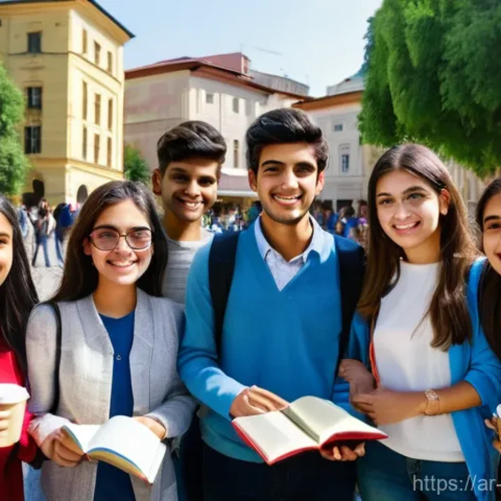 조지아 교육 시스템 - **Prompt 1: A Warm Welcome in Tbilisi**
    "A diverse group of young adult university students, inc...