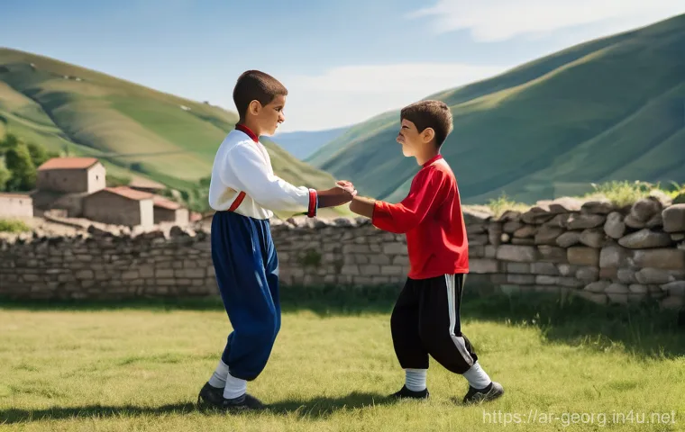 조지아 스포츠와 올림픽 - **Prompt 1: Georgian Wrestling Heritage**
    "A vibrant, realistic image capturing the essence of t...