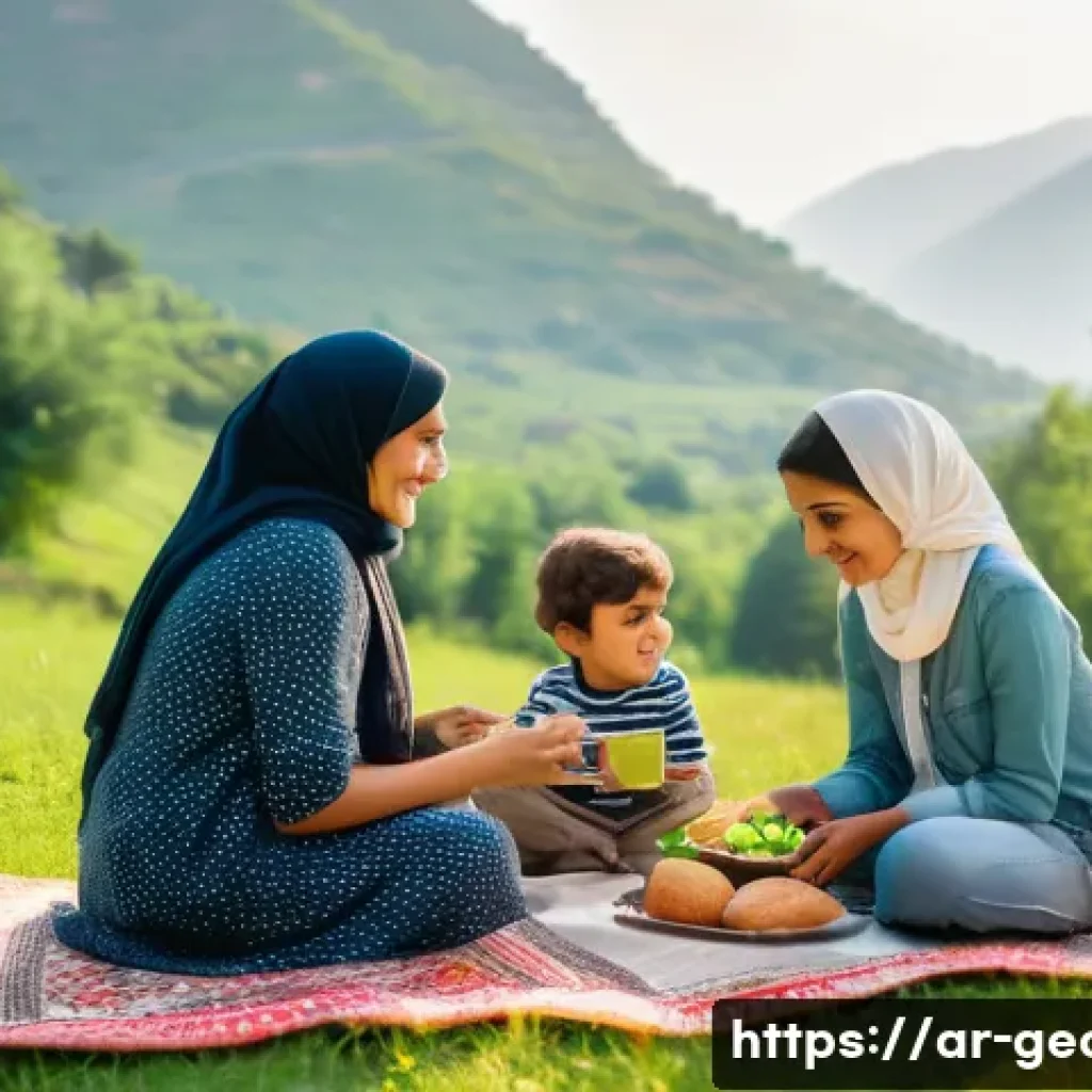 조지아 국제학교와 교육 환경 - A Serene Family Outing in Georgia's Nature**
A panoramic shot of an Arab family of four (parents in ...