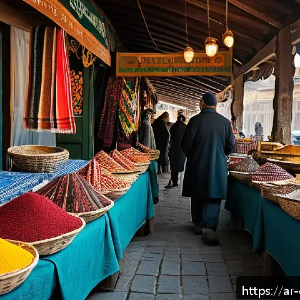 조지아에서의 쇼핑 가이드 - A vibrant traditional Georgian market scene in Tbilisi's Dezerter Bazaar during the early morning, f...