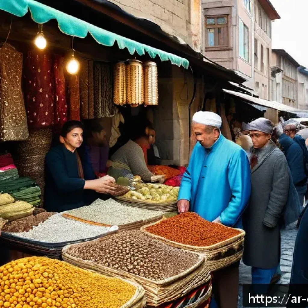 조지아의 다문화 사회 - A vibrant street market scene in old Tbilisi, Georgia, showcasing diverse ethnic groups including Ge...