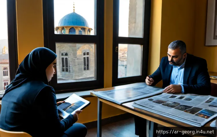 조지아의 주요 신문과 언론 - Photorealistic editorial scene in Tbilisi, Georgia: a modern newsroom with diverse Georgian journali...